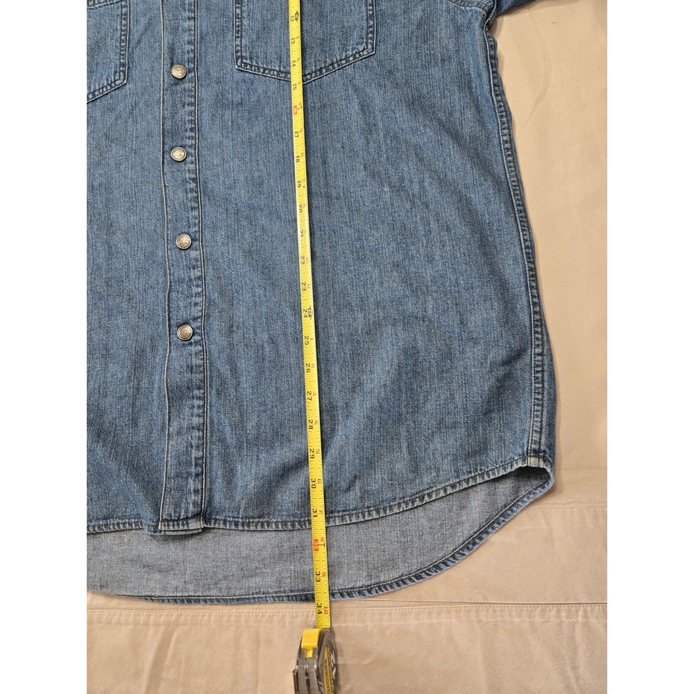 Harley-Davidson Mens Blue Denim Long Sleeve Button Down Shirt Large Moto Riding - Picture 11 of 11